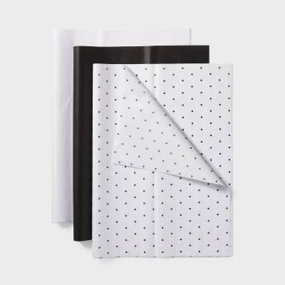 Spritz Banded Tissue Paper, Black-White (20 ct)
