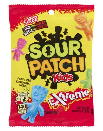 Sour patch kids extrême bonbons moelleux et chewy - sour patch kids extreme then sweet soft & chewy candy, super sour (150 g)