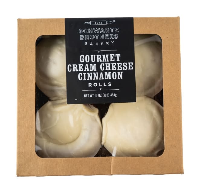 Schwartz Brothers Bakery Kosher Gourmet Cream Cheese Cinnamon Rolls 4 Count