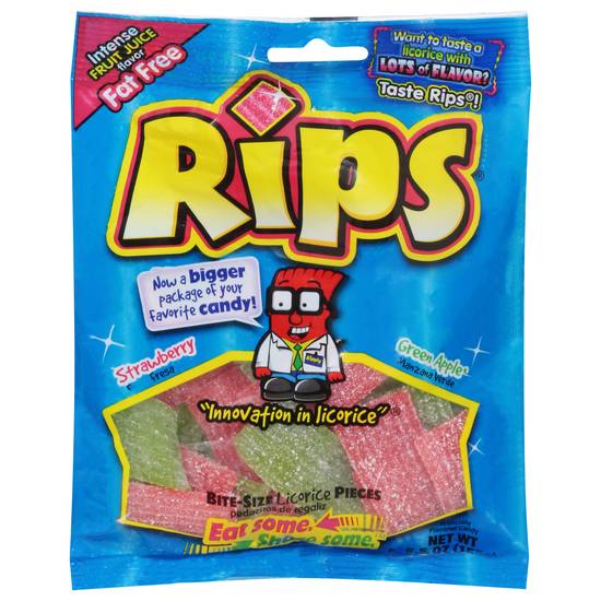Rips Licorice Pieces Bite-Size Candy (strawberry - green apple )
