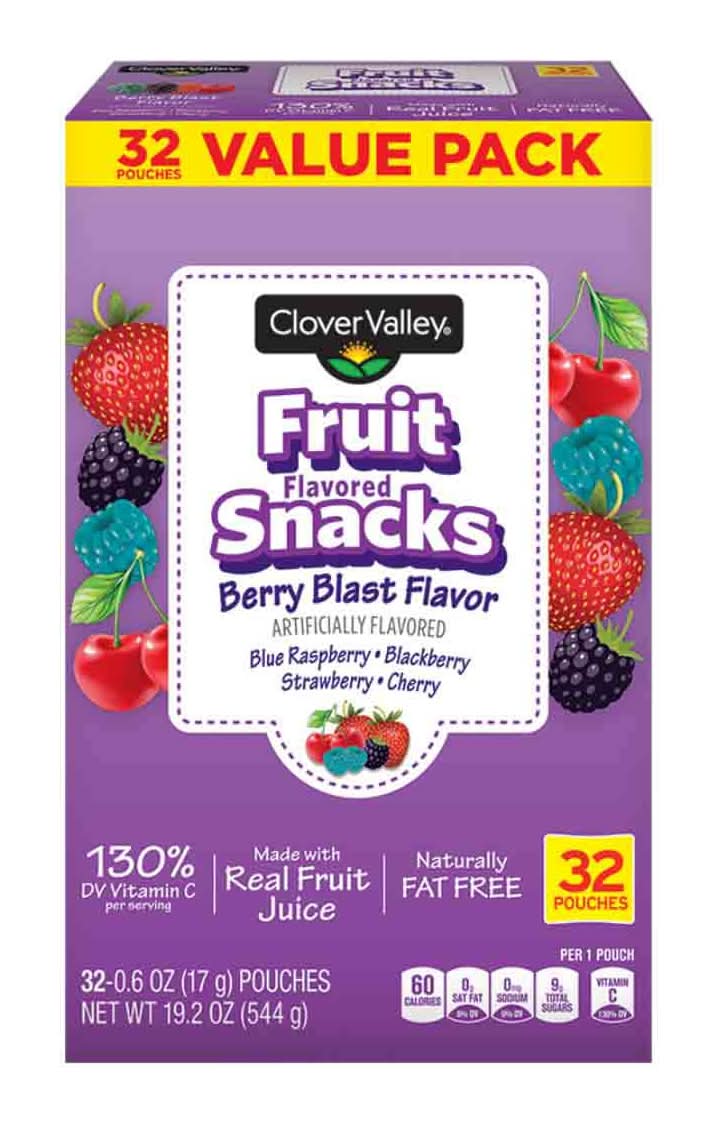 Clover Valley Fruit Snacks, Berry Blast (32 x 0.6 oz)