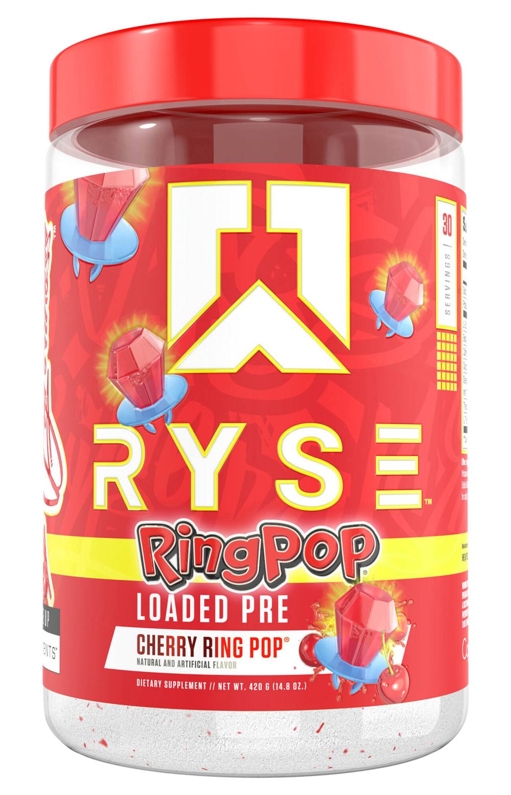 Ryse Loaded Pre Workout Powder, Cherry Ring Pop (14.8 oz)
