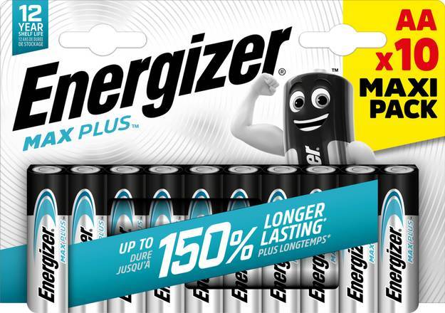 Pile alcalines energizer max plus aa/lr6, pack de 10