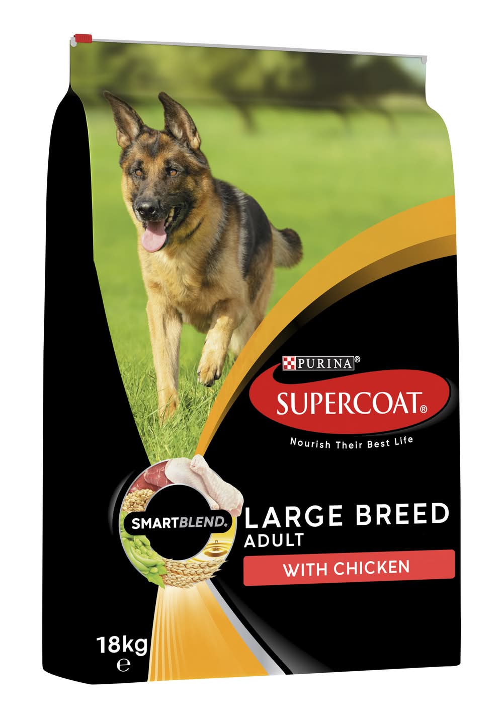 Purina Supercoat Dry Dog Food, Chicken, Adult-Large Breed (18kg)