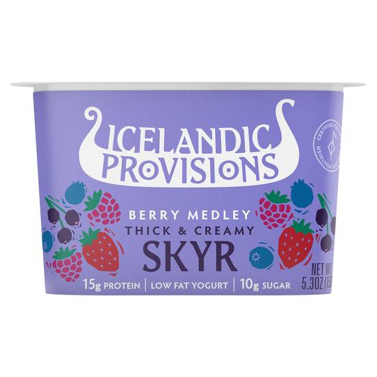 Icelandic Provisions Thick & Creamy Skyr Low Fat Yogurt ( berry medley)