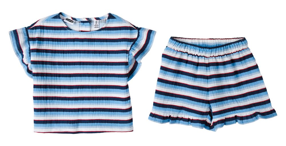 Lily & Dan/ L&D Girls Horizontal Stripe Americana Set - S