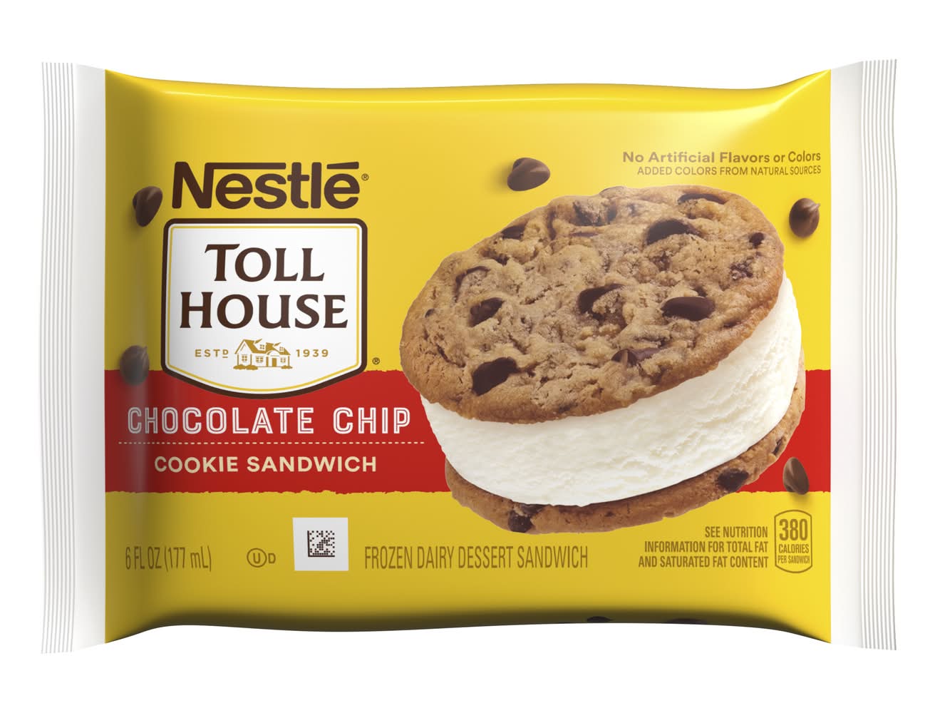 Toll House Frozen Dairy Dessert Cookie Sandwich, Chocolate Chip (6 fl oz)