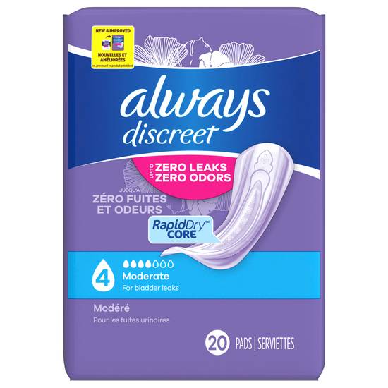 Always Discreet Size 4 Moderate For Bladder Leaks Protection Pads
