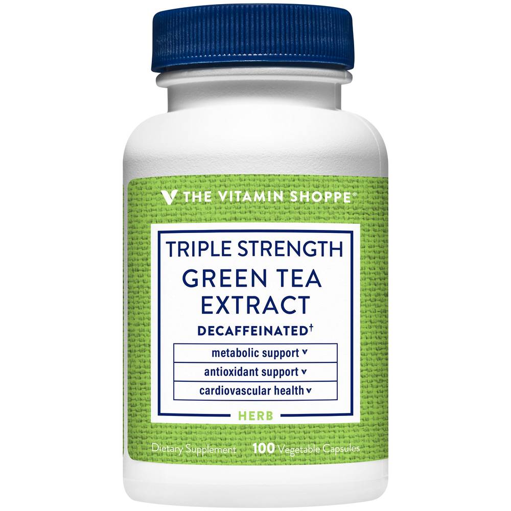 The Vitamin Shoppe Triple Strength Green Tea Extract Decaffeinated Antioxidant 750 mg (100 ct)