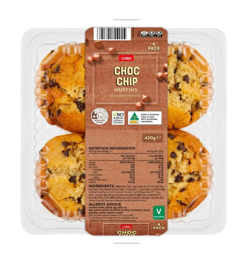 Coles Chocolate Chip Muffins (4 pack)