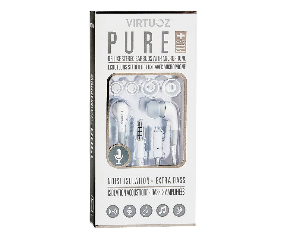 Virtuoz pure plus écouteurs stéréo de luxe avec microphone (1 unité) - pure plus deluxe stereo earbuds with microphone (1 unit)