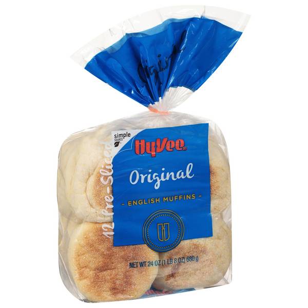 Hy-Vee Sliced Original English Muffins (24 oz, 12 ct)