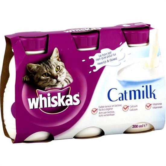 Lait pour chats adultes et chats junior  Catmilk  WHISKAS - les 3 bouteilles de 200 ml