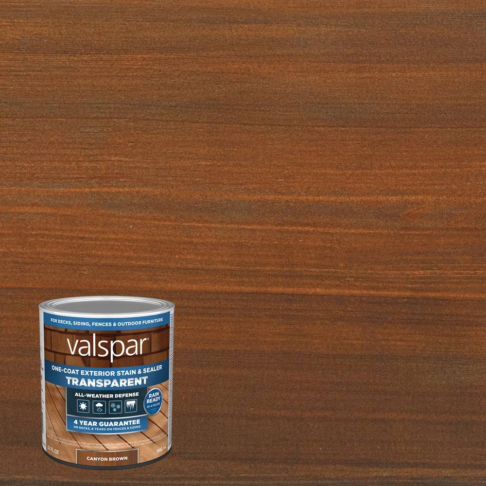 Valspar Pre-tinted Canyon Brown Transparent Exterior Wood Stain and Sealer (1-quart) | VL1028077-14