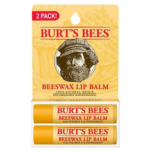 Burt's Bees 100% Natural Origin Moisturizing Lip Balm Original Beeswax, 2 Tubes in Blister Box - 0.15 oz x 2 pack