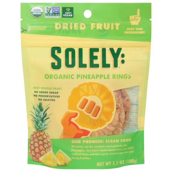 Solely Organic Pineapple Rings Dried Fruit