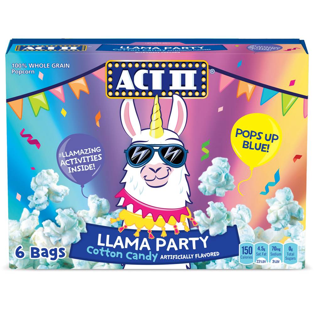 Act Ii Llama Party Cotton Candy Popcorn (6 ct)