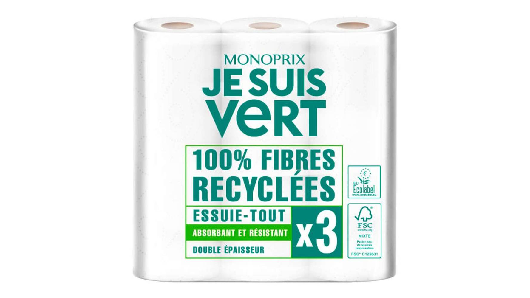 Monoprix Je Suis Vert - Essuie tout absorbant et résistant double épaisseur (3)