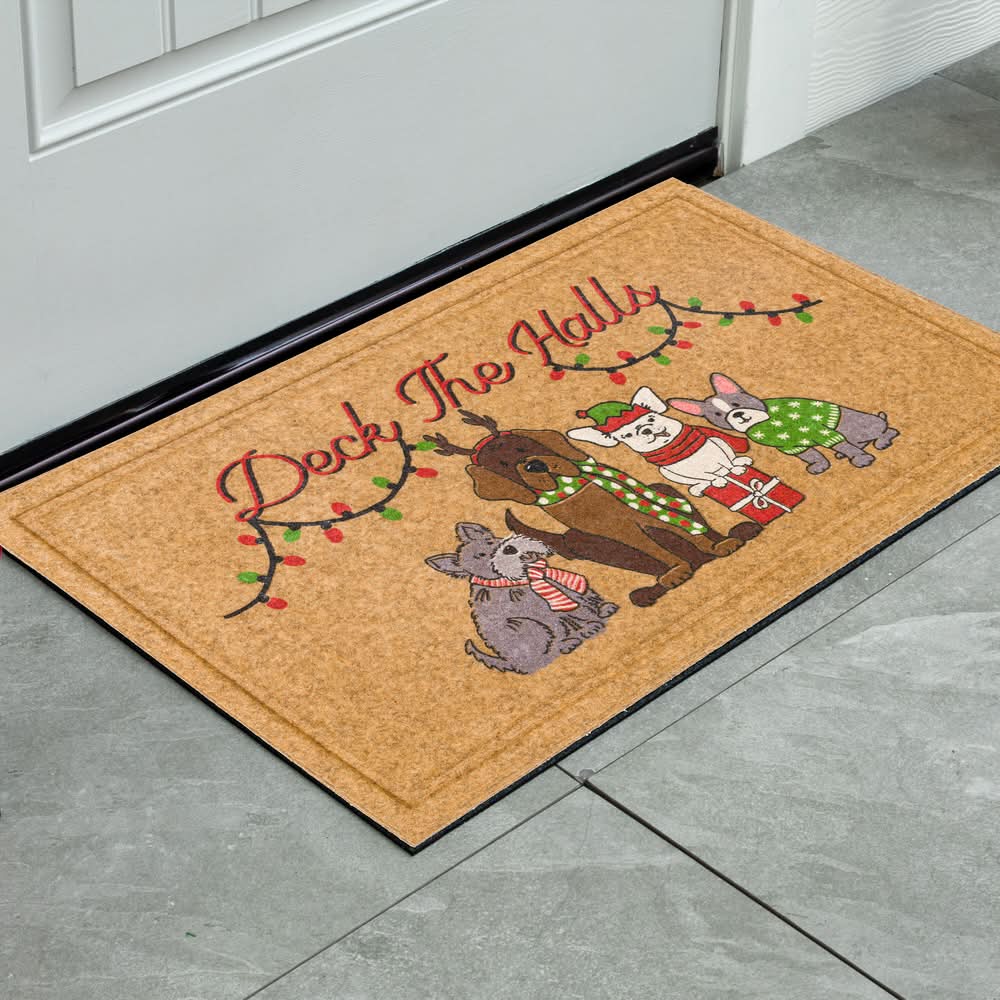 Holiday Living 18-in x 30-in Deck the Halls Non-Slip Grip Outdoor Winter Door Mat