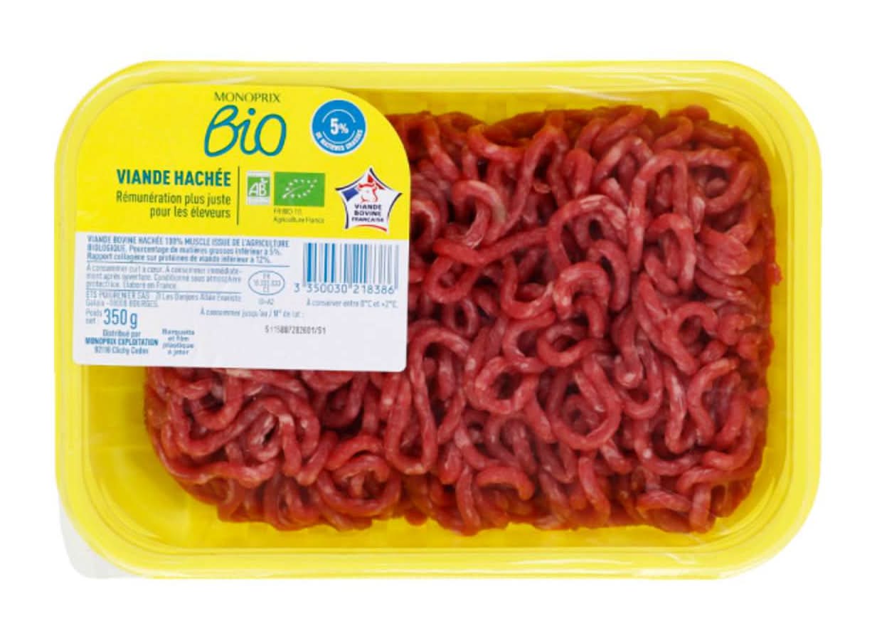 Monoprix Bio - Viande bovine hachée 5% mg (350g)