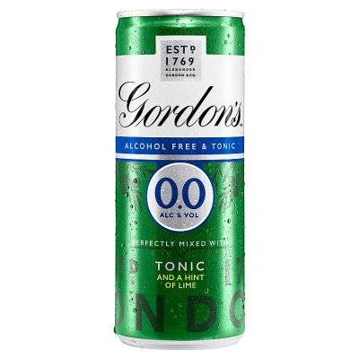 Gordon's 0.0% Alcohol Free Spirit and Tonic With a Hint Of Lime (250ml)