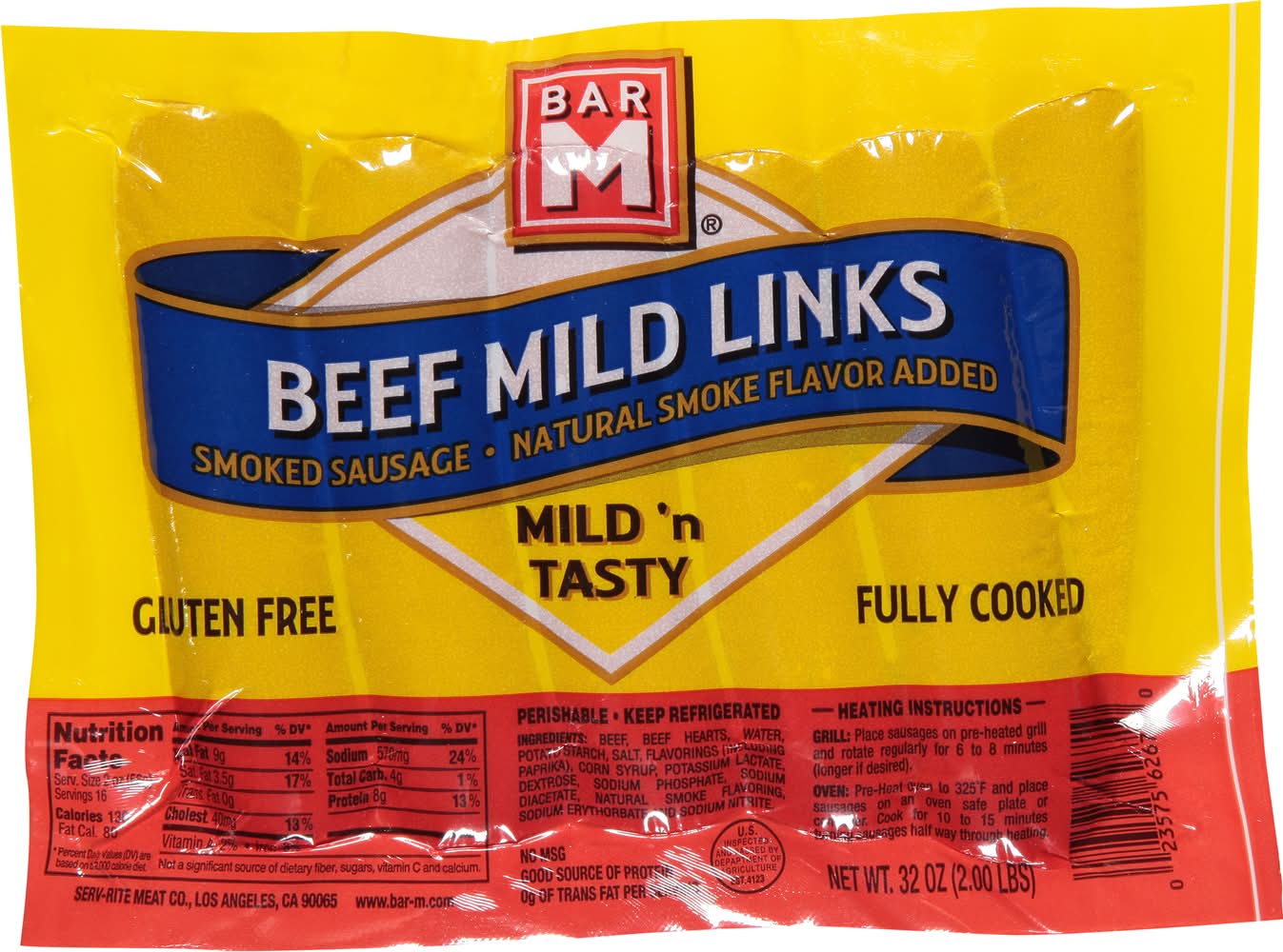 Bar M Gluten Free Beef Mild Links (32 oz)