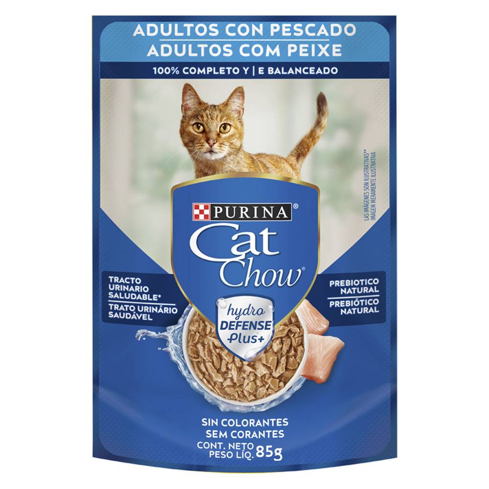 Cat chow alimento húmedo gatos adultos sabor pescado (sobre 85 g)