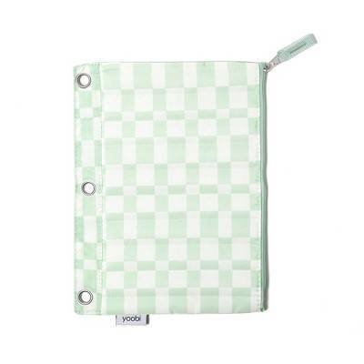 Yoobi Single Zip Binder Pencil Case Puffy Mint and Cream Checker