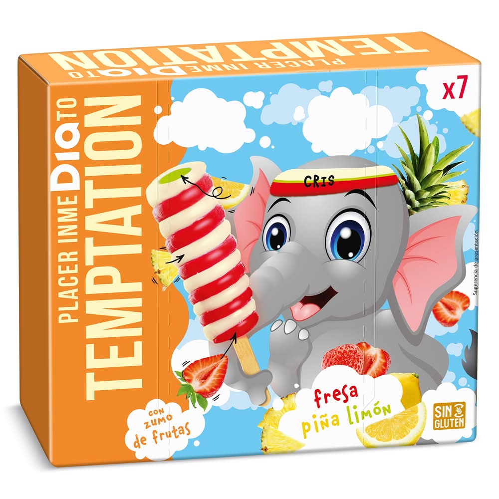 Helado Sorbete Remolino De Sabores 7 Unidades Temptation De Dia Caja 455 G