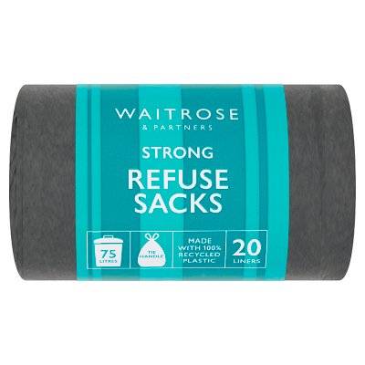 Waitrose & Partners Strong Refuse Sacks Liners 75 Litres