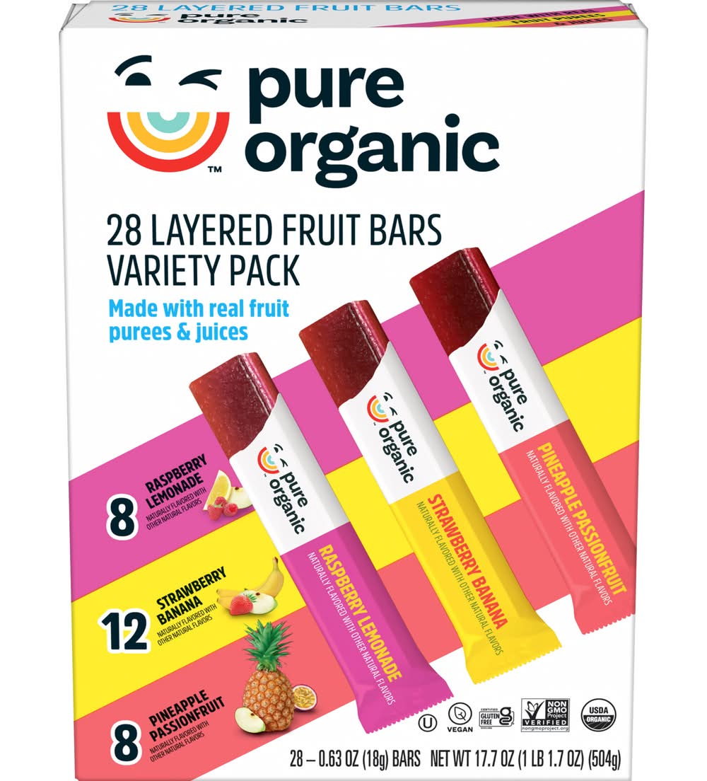 Pure Organic Layered Fruit Bar Variety pack, Assorted (28 x 0.63 oz)