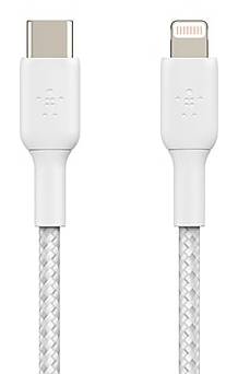 Belkin 3.3-ft BOOST CHARGE Braided USB-C to Lightning Cable for iPad/iPhone/iPod (M/M), White (CAA004bt1MWH)