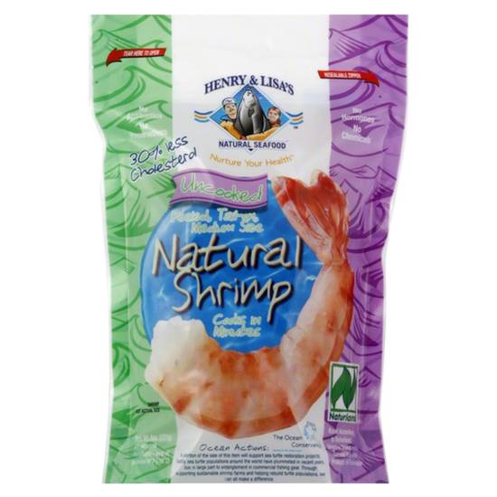Order Henry & Lisa's Frozen Natural Uncooked Peeled Tail-on Shrimp 8oz food online from Everyday Needs By Gopuff store, Fairfield on bringmethat.com