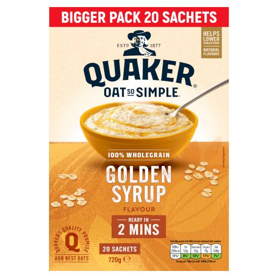 Quaker Golden Syrup, Oat So Simple Family pack Porridge (20 pack)