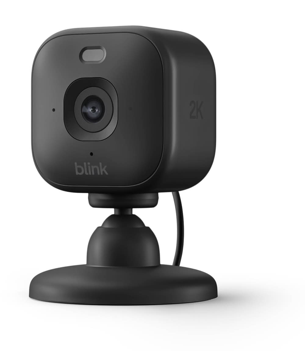 Blink Mini 2k+ Night Vision & Enhanced Audio Compact Plug in Security Camera, Black