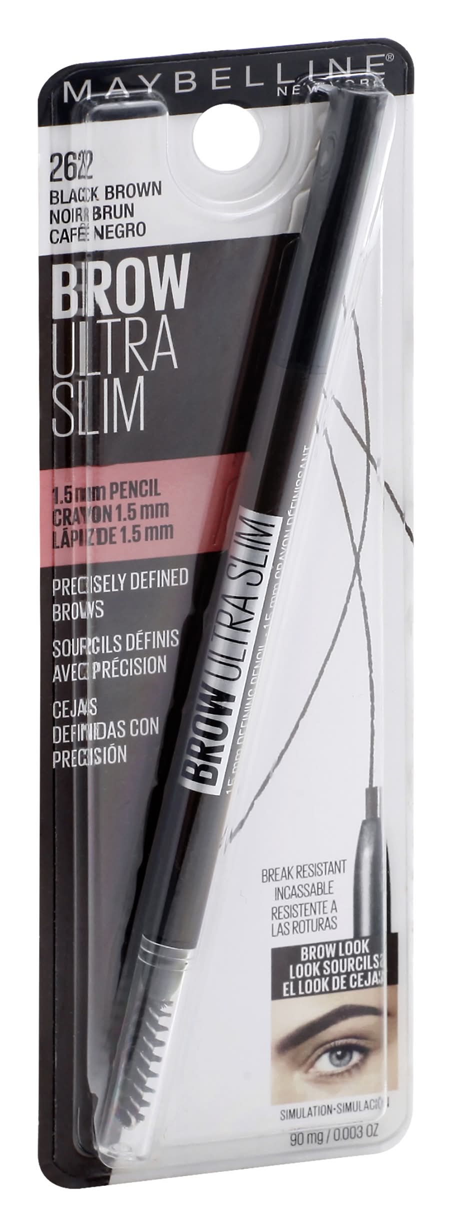 Maybelline Brow Ultra Slim Eyebrow Definer Pencil, 262 Black Brown (90 mg)