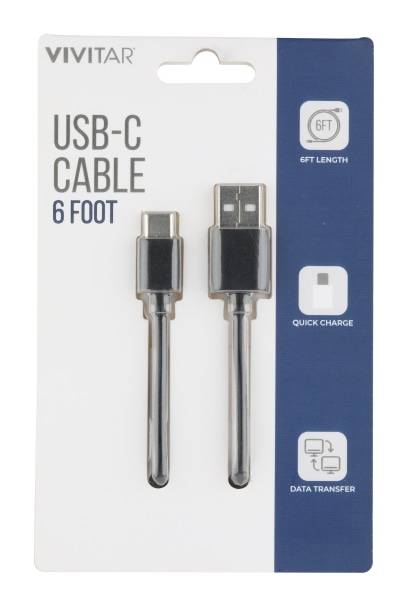 Vivitar Usb-C Cable, 6 Ft, Black