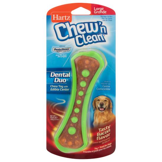 Hartz Chew'n Clean Dental Duo Country Bacon Flavored Toy + Treat For Dogs