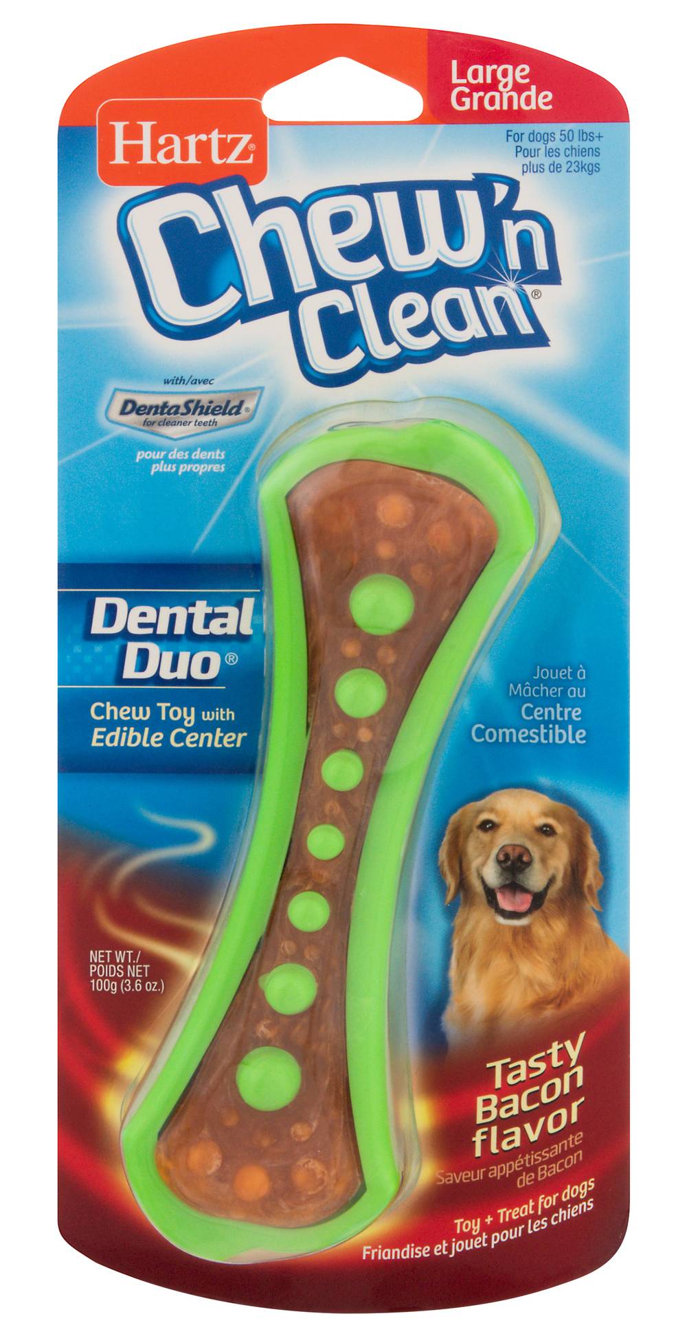 Hartz Chew'n Clean Dental Duo Country Bacon Flavored Toy + Treat For Dogs (3.6 oz)
