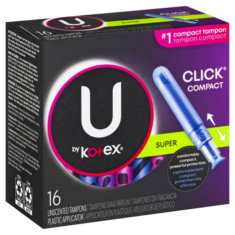 U by Kotex Click Compact Unscented Absorbency Tampons (16 ct)