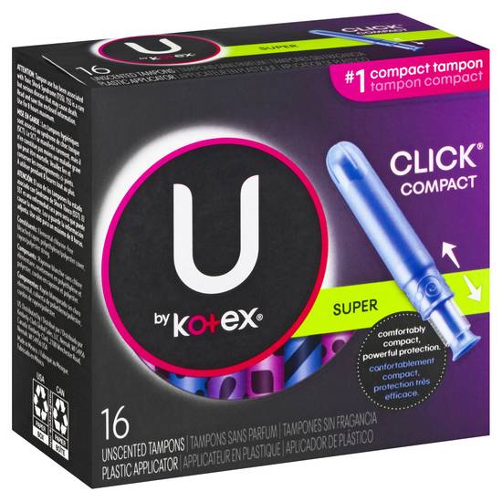 U By Kotex Click Compact Unscented Super Absorbency Tampons (16 ct)