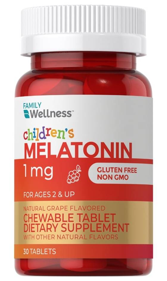 Family Wellness Children S Melatonin 1 mg Chewable Tablets, Grape (30 ct)