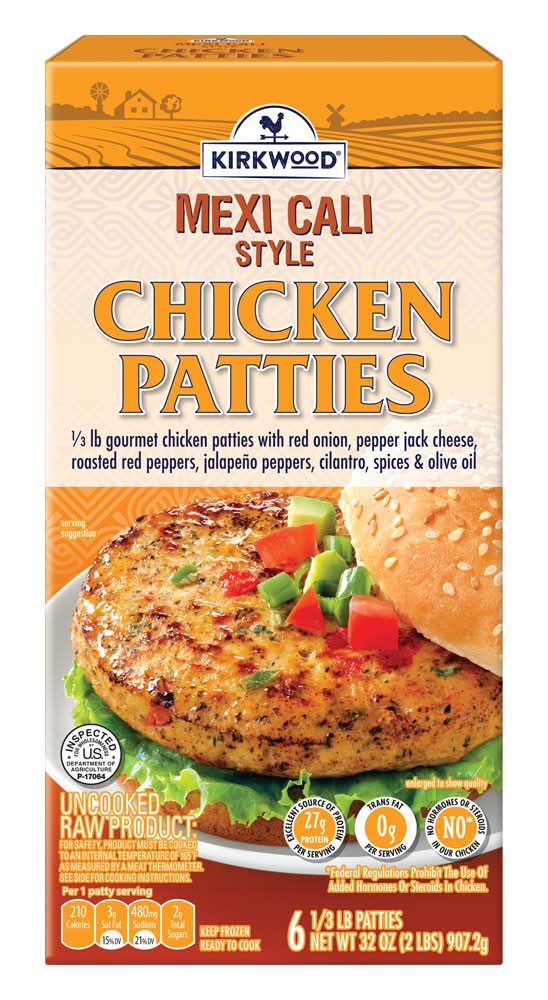 Kirkwood Mexi Cali Chicken Burger Patties (32 oz, 6 ct)