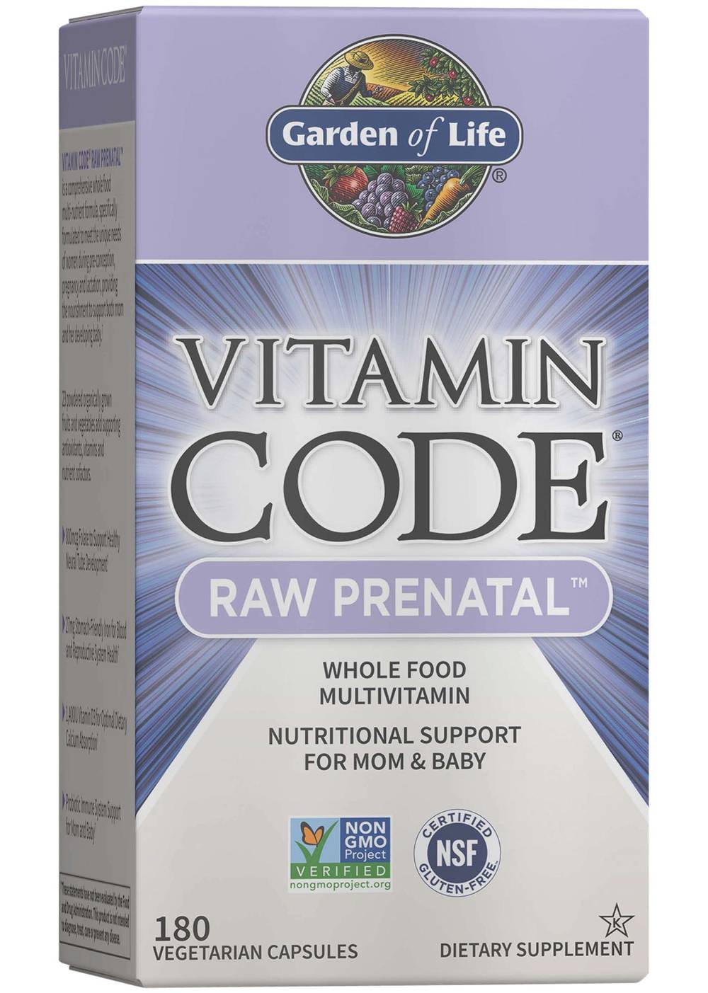 Vitamin Code Raw Prenatal  Raw Whole Food Multivitamin (180 Vegetarian Capsules)