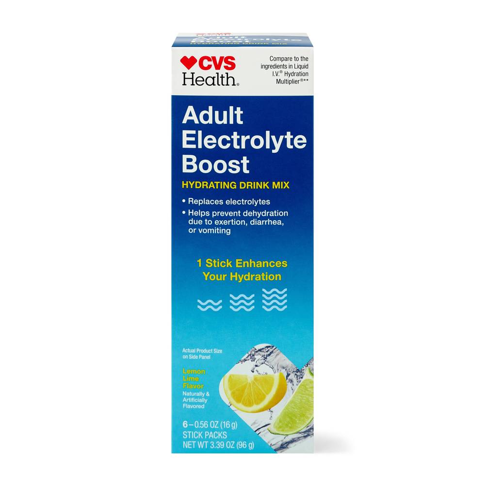 CVS Health Adult Eletrolyte Boost, Lemon Lime, .56 OZ, 6 Pack