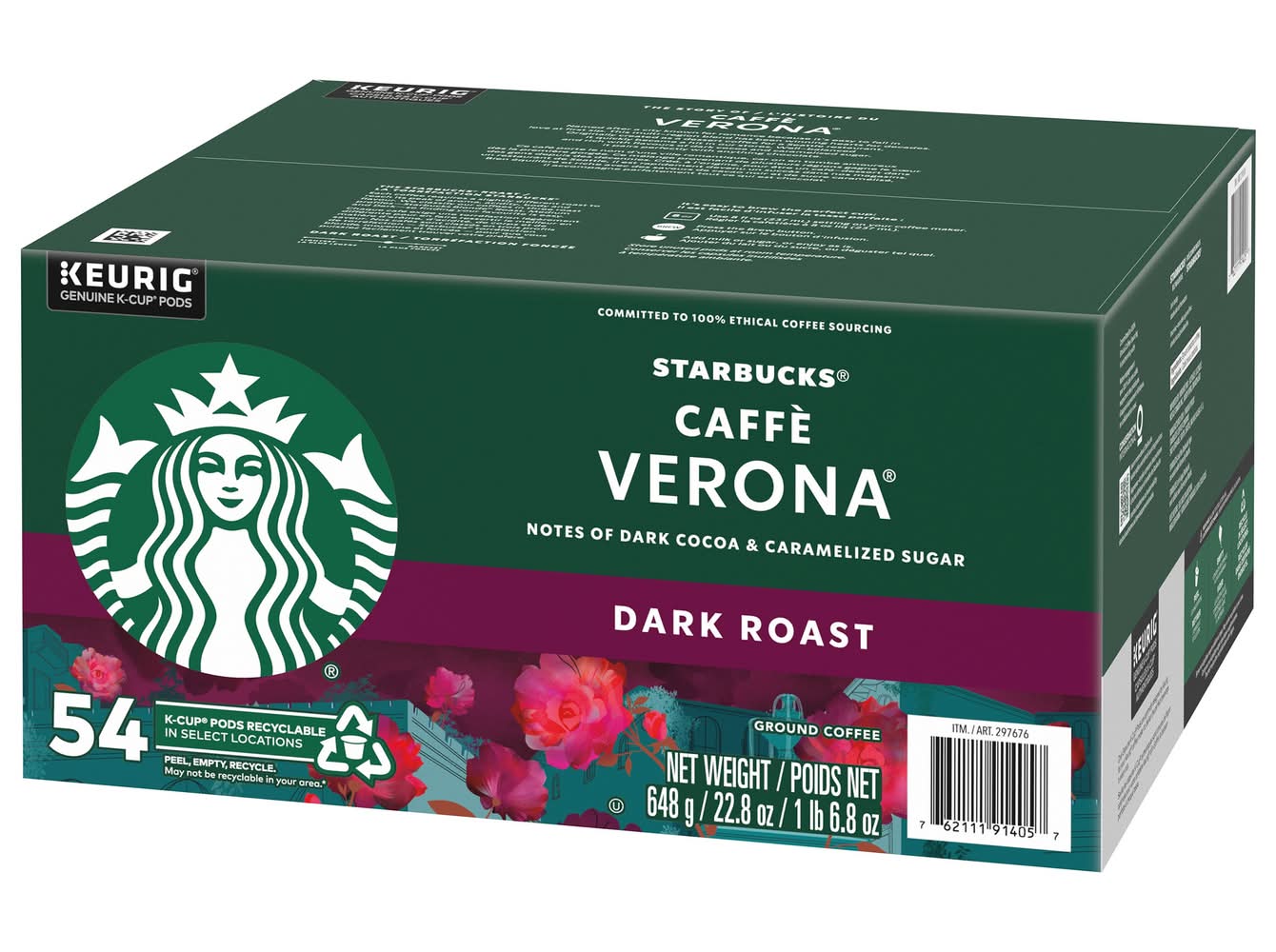 Starbucks -Capsules De Café Verona, 54 Godets / Starbucks Cafè Verona Coffee K-Cup Pods, 54-Count
