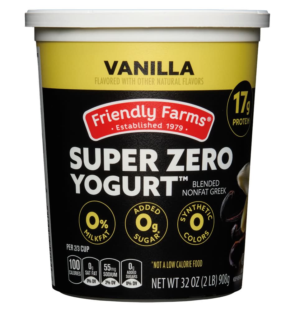 Friendly Farms Blended Greek Fat Free Yogurt, Vanilla (32 oz)