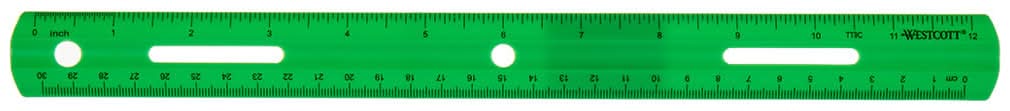 Westcott Plastic Ruler, 12 in, Assorted