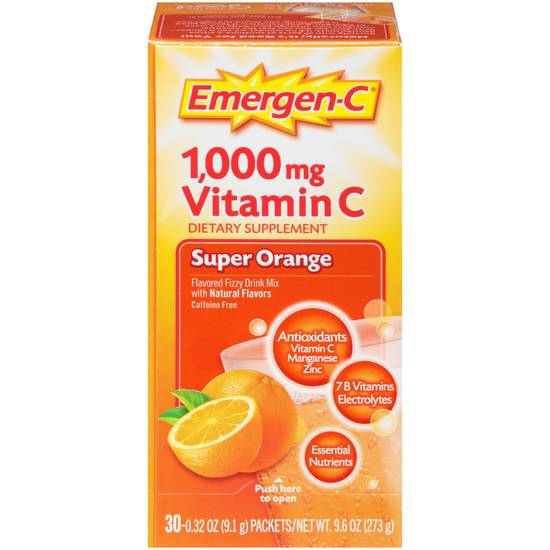 Emergen-C Super Orange Vitamin C 1000mg Dietary Supplement Drink Mix, 9.6 OZ