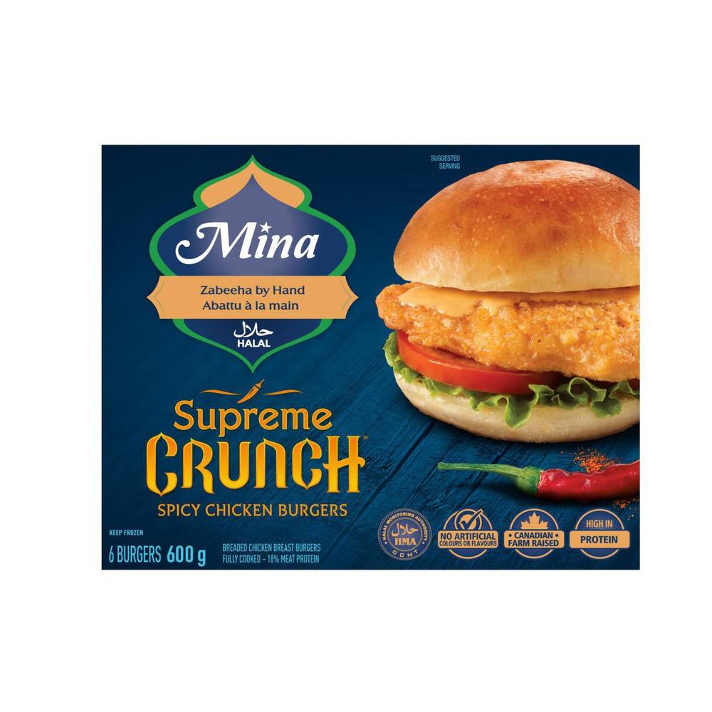 Mina Supreme Crunch Halal Spicy Chicken Burgers (600 g)